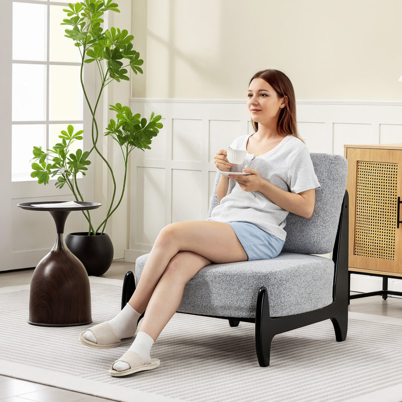 Ebern Designs Accent Chair, Bedroom Chair with Wide Seat, Wood Frame ...