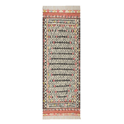 Tapis noir / blanc / rouge en laine tissée à la main Flamenco Dancing Southwestern