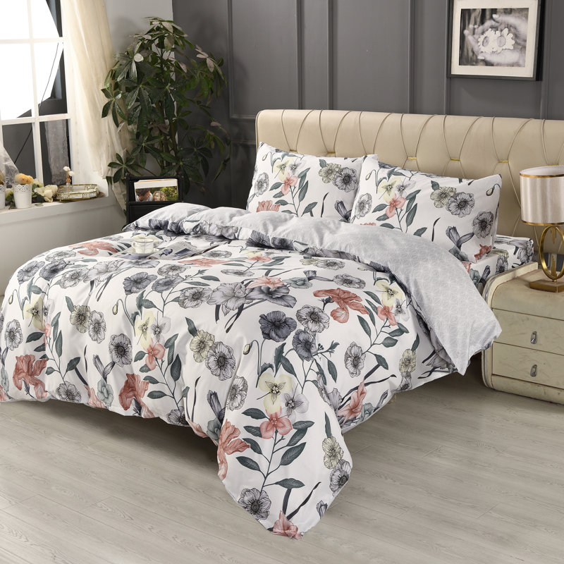 Bliss Complete Bedding Set Floral Pink Duvet Cover Fitted Sheet With Matching Pillow Case