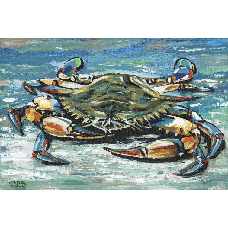 Rosecliff Heights Blue Palette Crab I On Canvas by Carolee Vitaletti Print   Reviews Wayfair