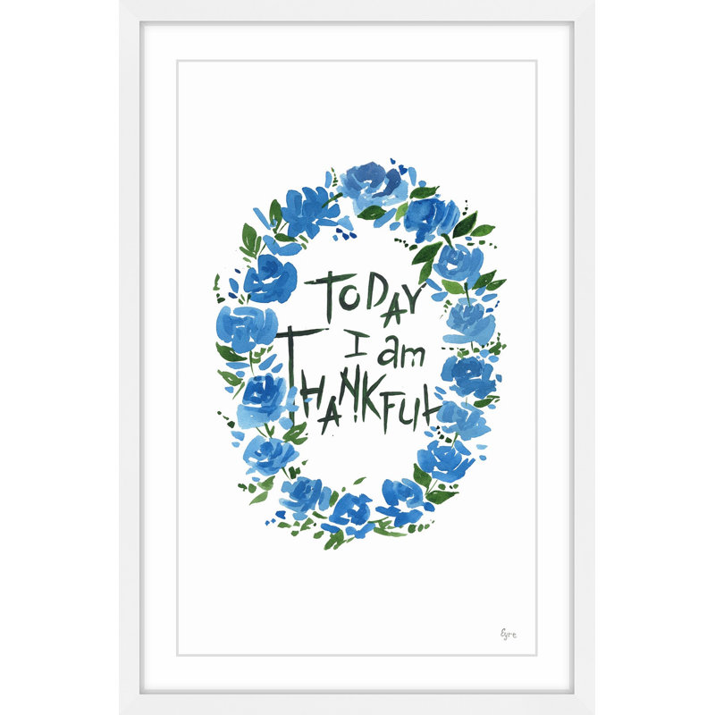 « blue thanks », reproduction d’art encadrée, H 18 po x l 12 po