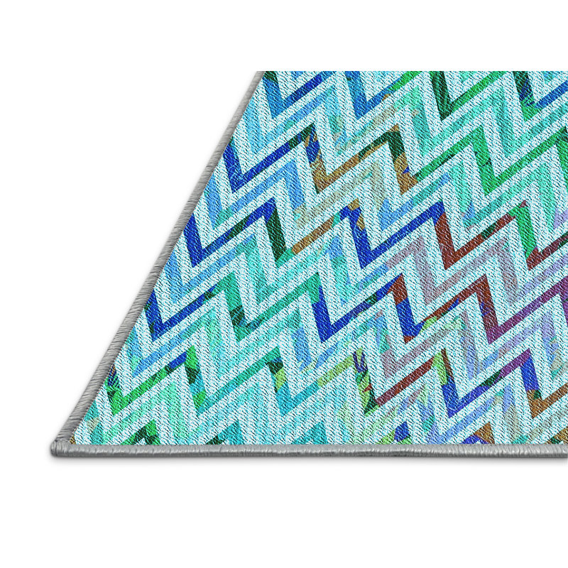 Tapis bleu rectangulaire tissé à la machine 3 pi x 5 pi