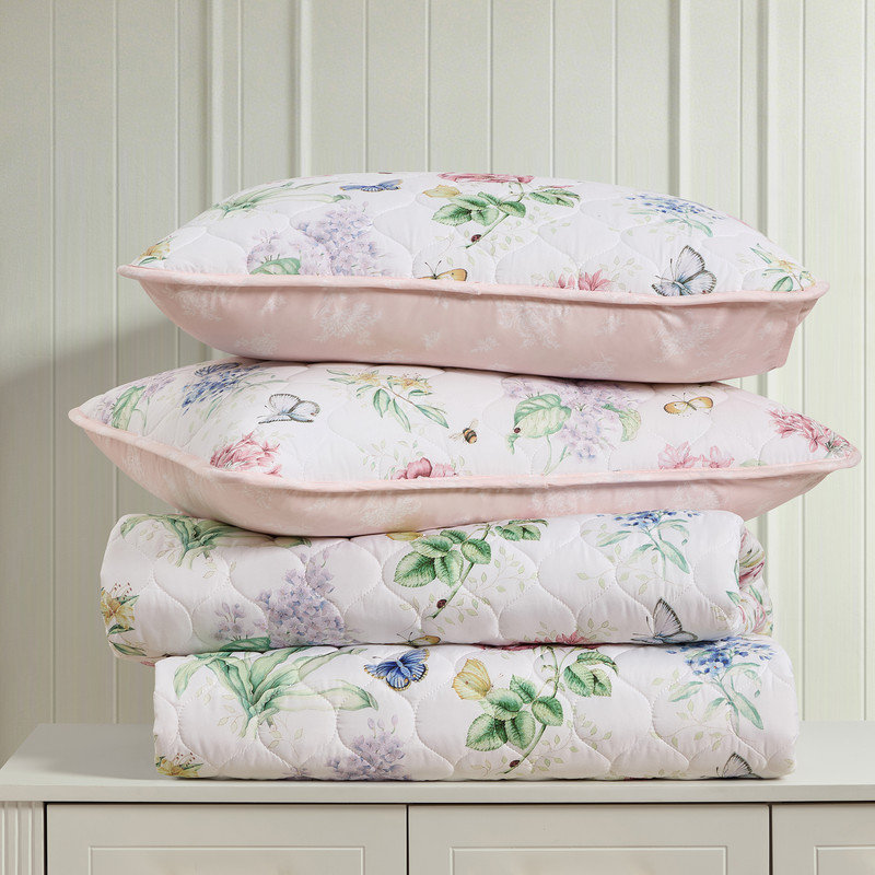 Lenox Classic Butterfly Meadow 2-Piece Quilt Set, Pink, Twin/Twin XL, Full/Queen, Pink