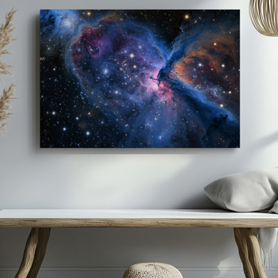 Canvas In A Vast Cosmic Tableau Vibrant Nebulas Swirl In Deep Wall Art Blues Rich Purples And Fiery Oranges Their Wispy Tendrils Of Canvas Wall Art