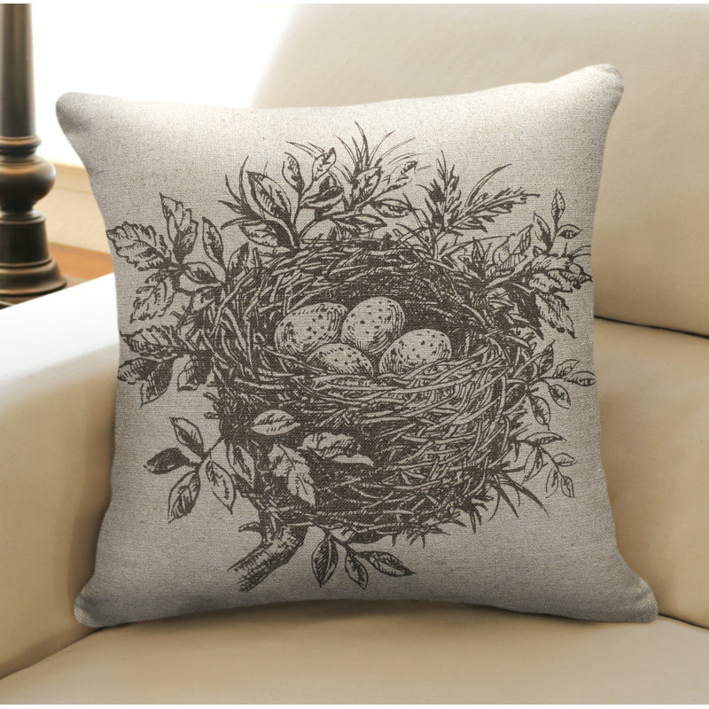 Floral Linen Throw Pillow