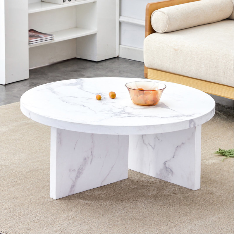 White Coffee Table, Ideal For Living Room Function Modern Furniture, 31.4-inch And Stylish Design