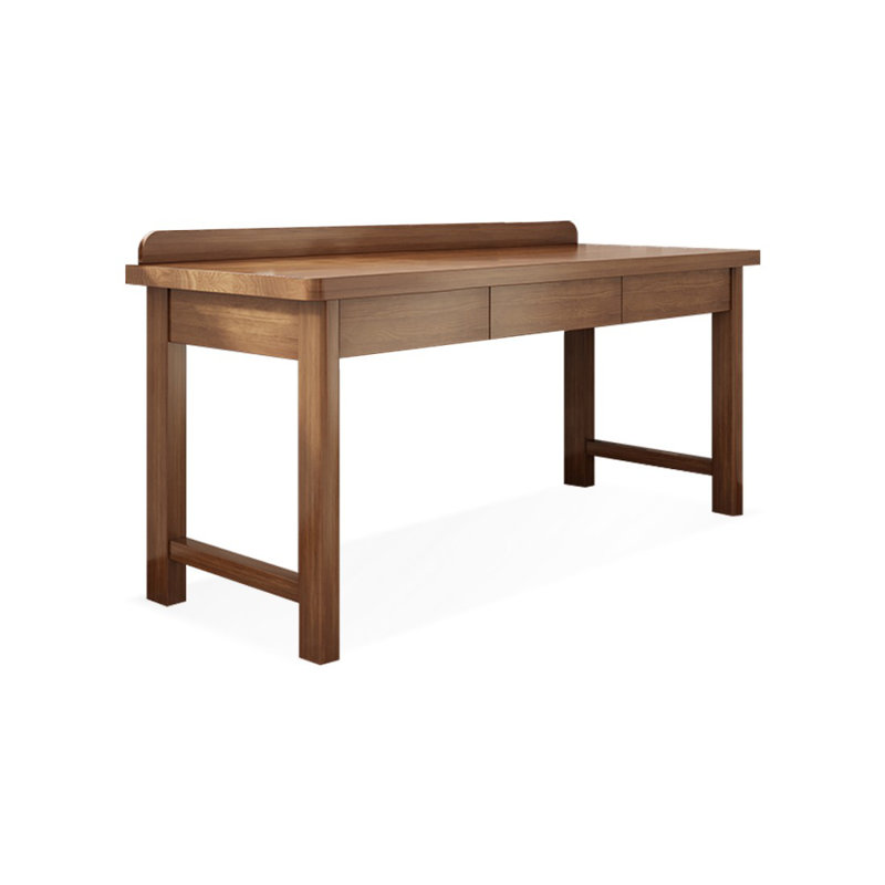 Bureau d'écriture rectangulaire en bois massif brun avec tiroirs, H 29,53 po x l 70,87 po x P 23,62 po