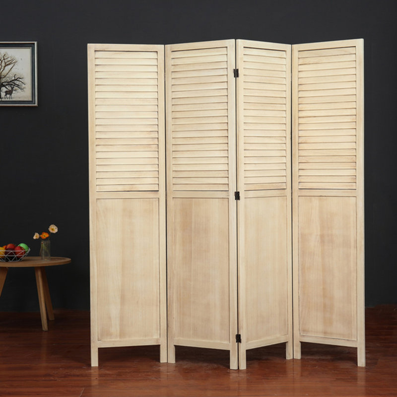 Paravent pliable à 4 panneaux, paravent en bois rustique, Naturel