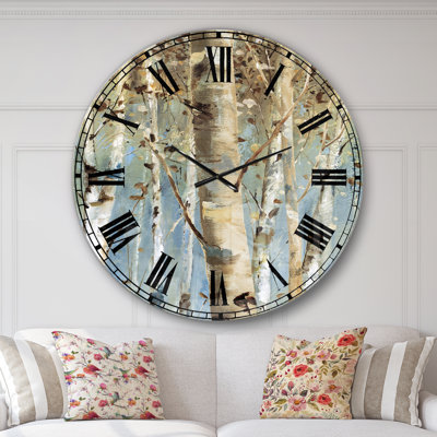 Horloge murale Swigart White Birch Forest II - Farmhouse