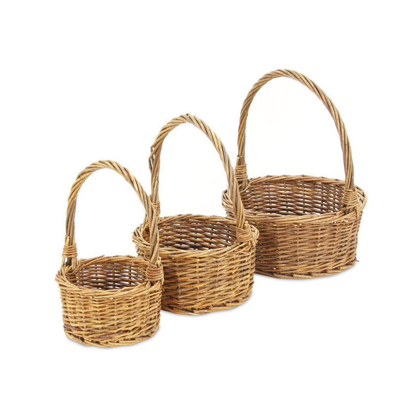 Ensemble de paniers 3 pièces en osier, Brun moyen
