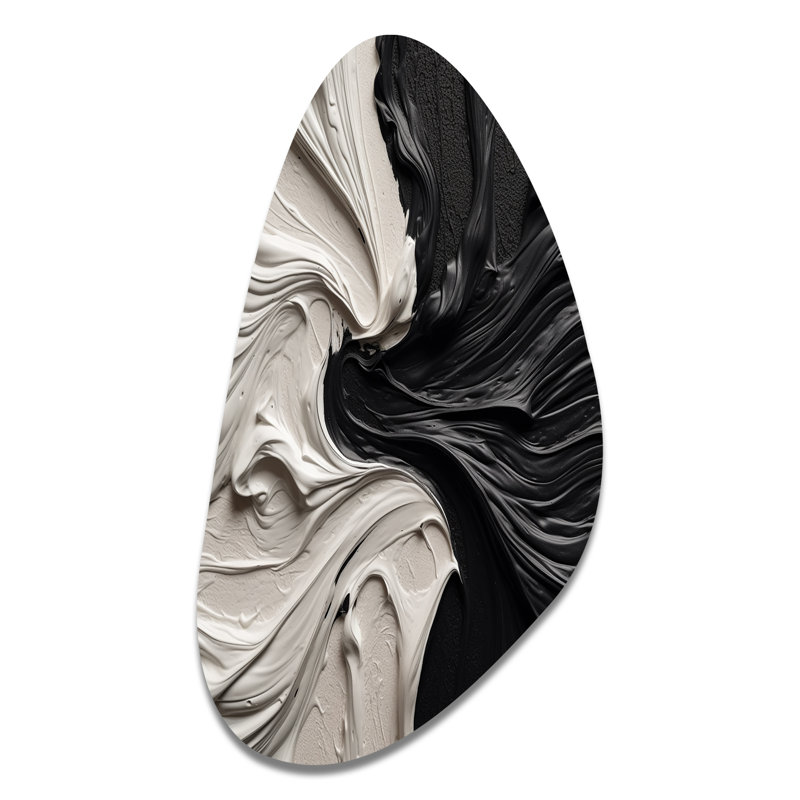 Noir et blanc marbré Dreamscape III - art mural géométrique abstrait géométrique, sculpture murale en métal de forme unique