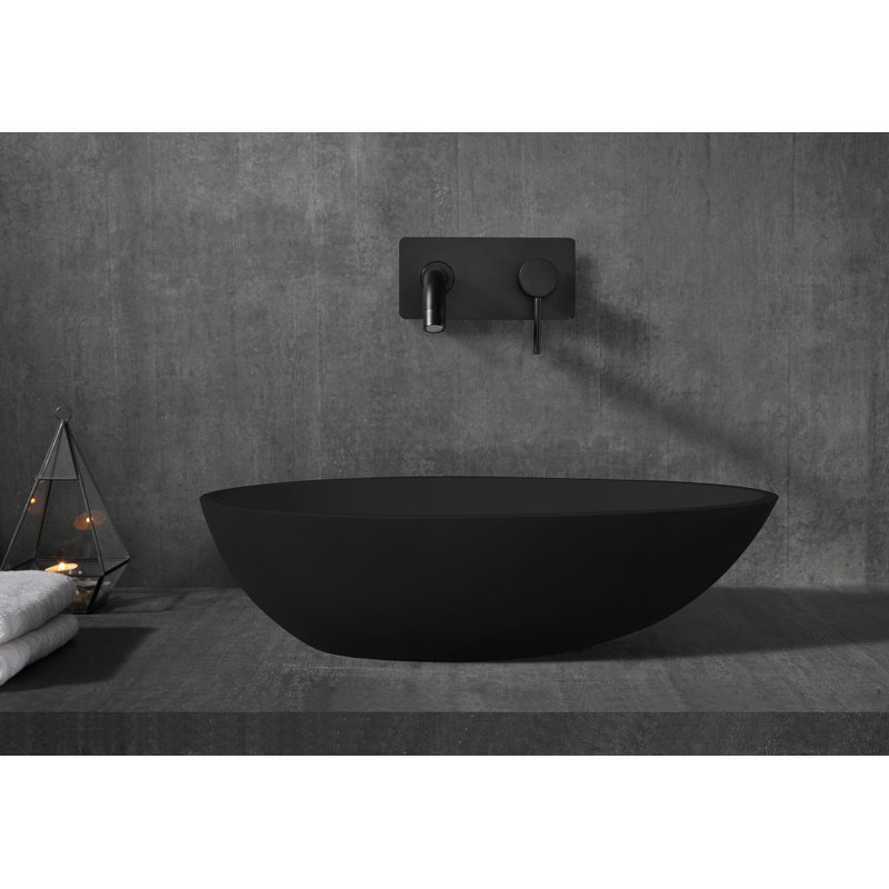 AGUA CANADA FOHO 13.77'' Solid Surface Oval Bathroom Sink, Matte Black