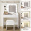 Meuble-lavabo moderne avec grand miroir à DEL, prise de courant, 7 tiroirs, porte-séchoir à cheveux, ensemble de table de maquillage avec tabouret rembourré pour la chambre à coucher - blanc-599609311