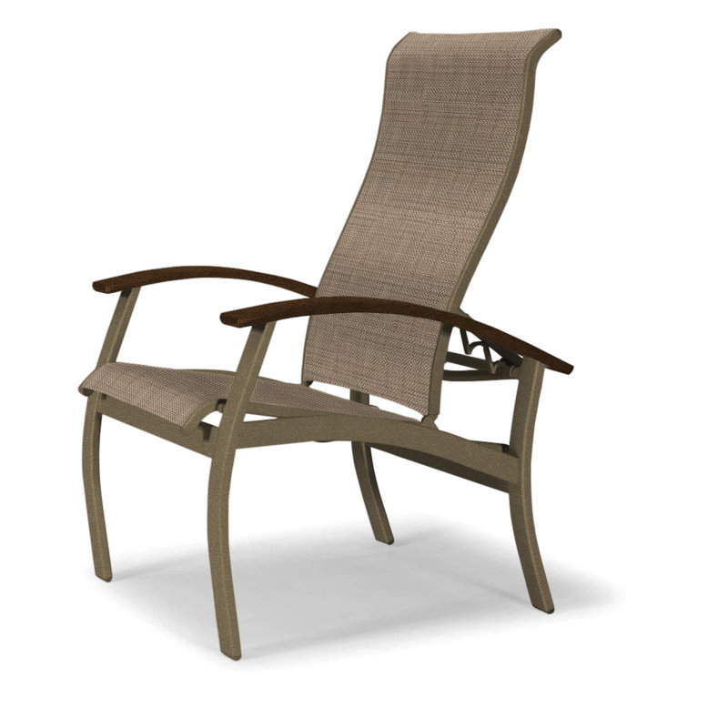 Belle Isle Outdoor Dining Armchair, Textured Beachwood, Beacon Taupe Sunbrella®, Kona