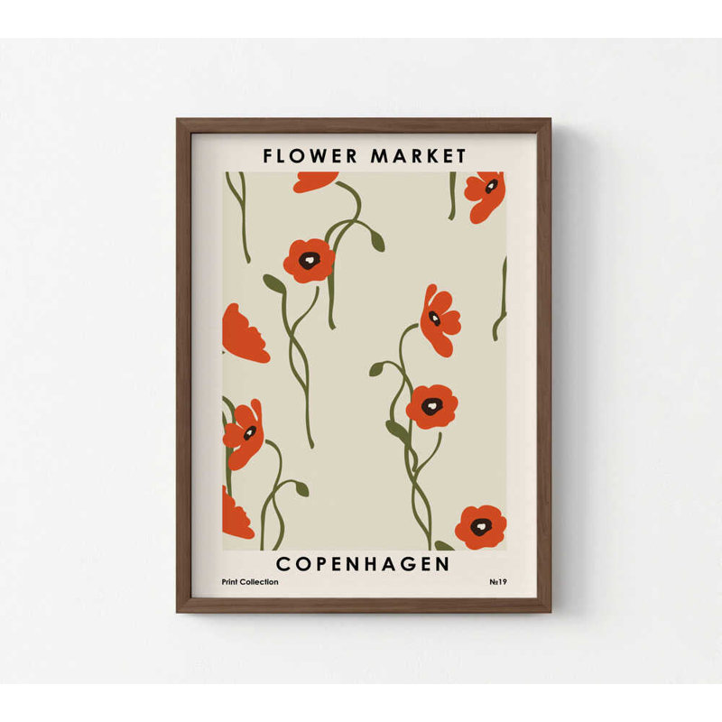 «Copenhagen Flower Market», reproduction d'art à l'aquarelle avec options de cadre, 48" H x 36" W, Framed Print without Mat