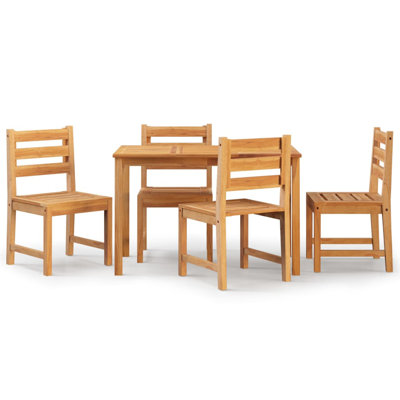 Roffe 4 - Person Teak Wood Patio Dining Set with Rectangular Table