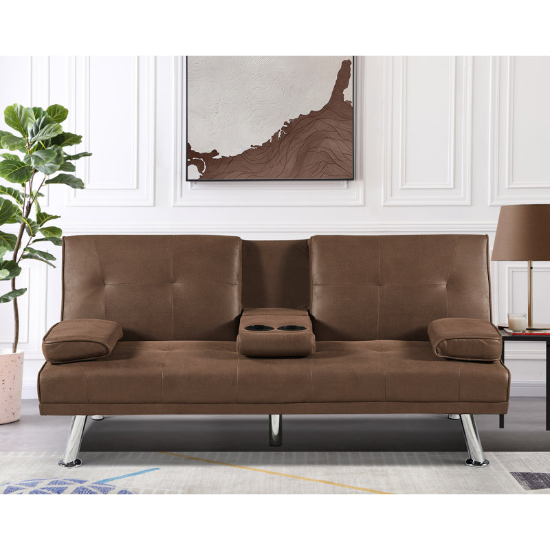 Sofa Bed Function Sofa Foldable Bed for Living Room, Coffee Suede