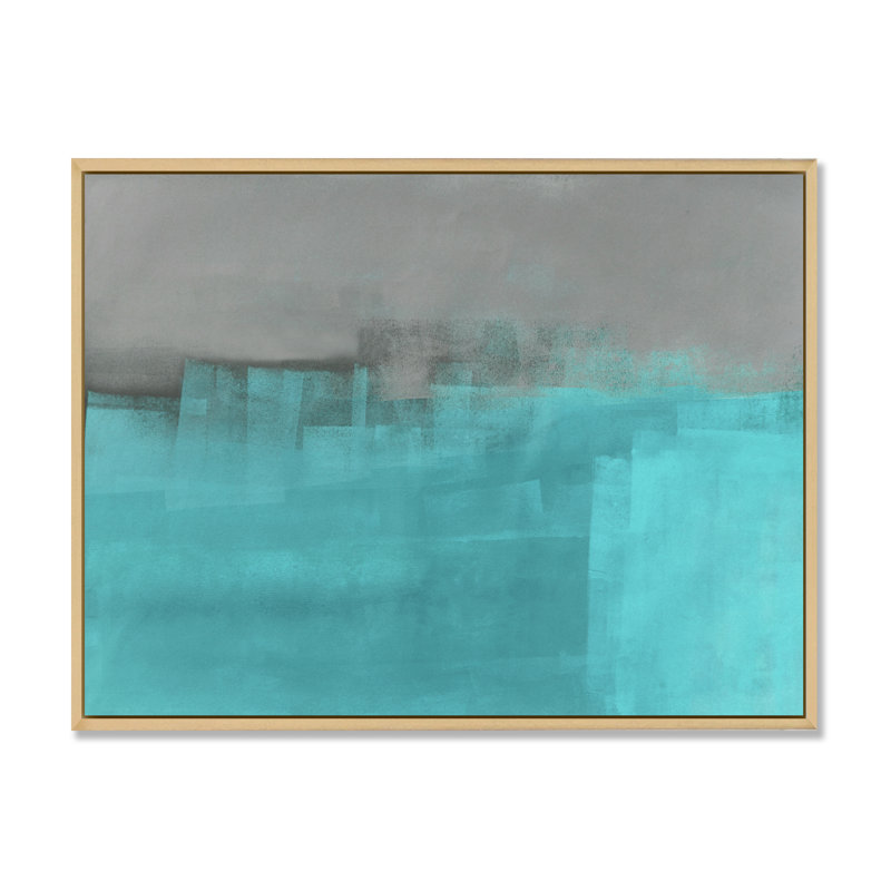 «Gray Meets Turquoise», reproduction d'art sur toile flottante, H 30 po x l 40 po x P 1,5 po, Cadre flottant brun