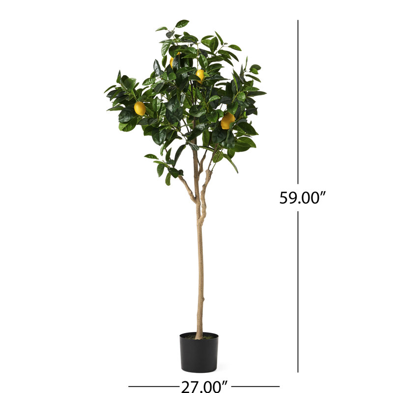 60.22 In. Artificial Lemon Tree 150Cm, Iron + Plastic Interior Highlight Touch
