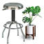 Tabouret transitionnel en acier inoxydable - hauteur réglable, protection du sol, argent pour cuisine et garage