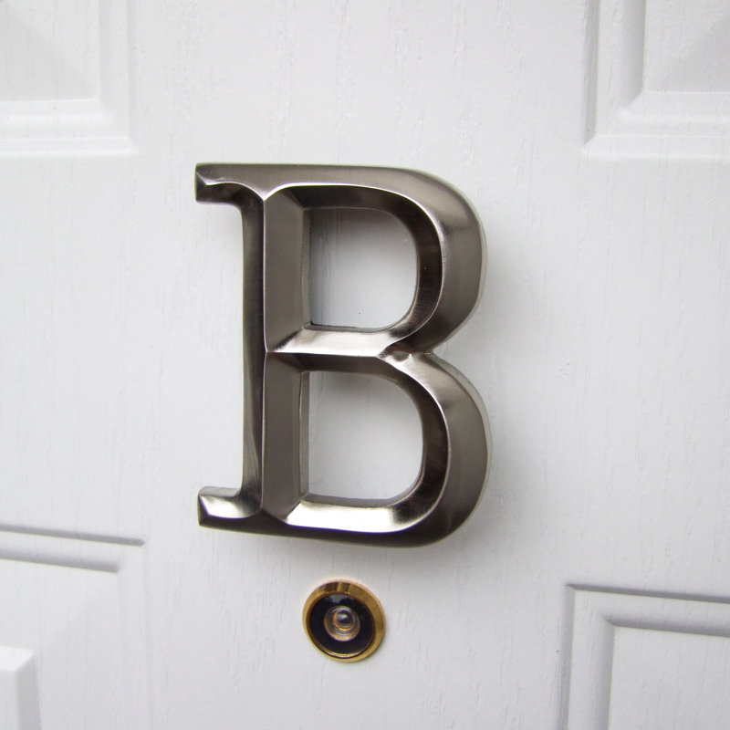 Heurtoir de porte lettre monogramme, Nickel, B