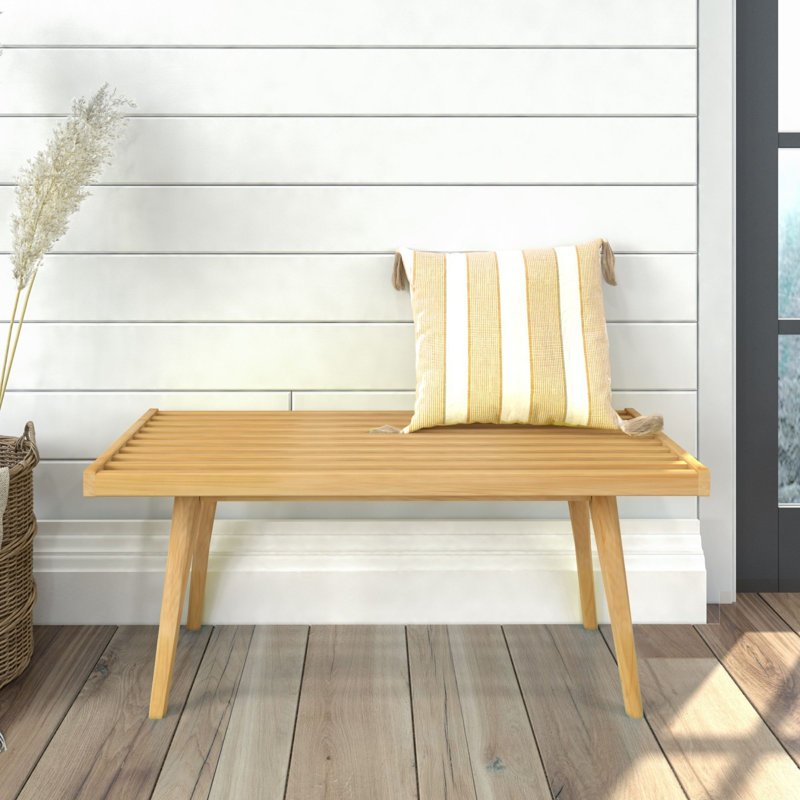 Levitus Wood Bench, Natural, 17.5" H x 41.25" W x 16.5" D