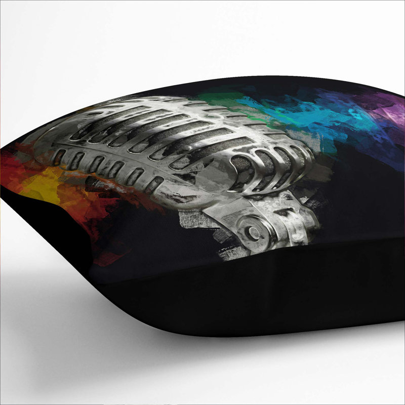 Square Cushion, Black, 40cm H x 40cm W x 15cm D