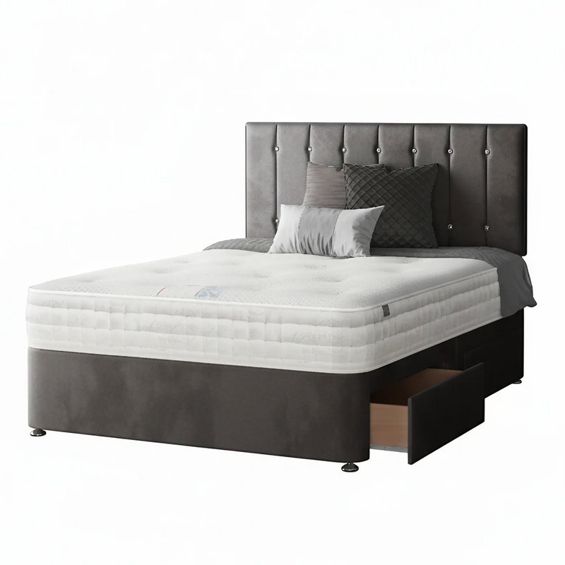 Fairley Divan Bed Base, Kingsize (5'), Charcoal, 4 Drawers