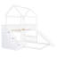 Lit de maison avec glissade - Simple au-dessus de simple, Blanc, Cadre de lit superposé confortable, Blanc-30574271