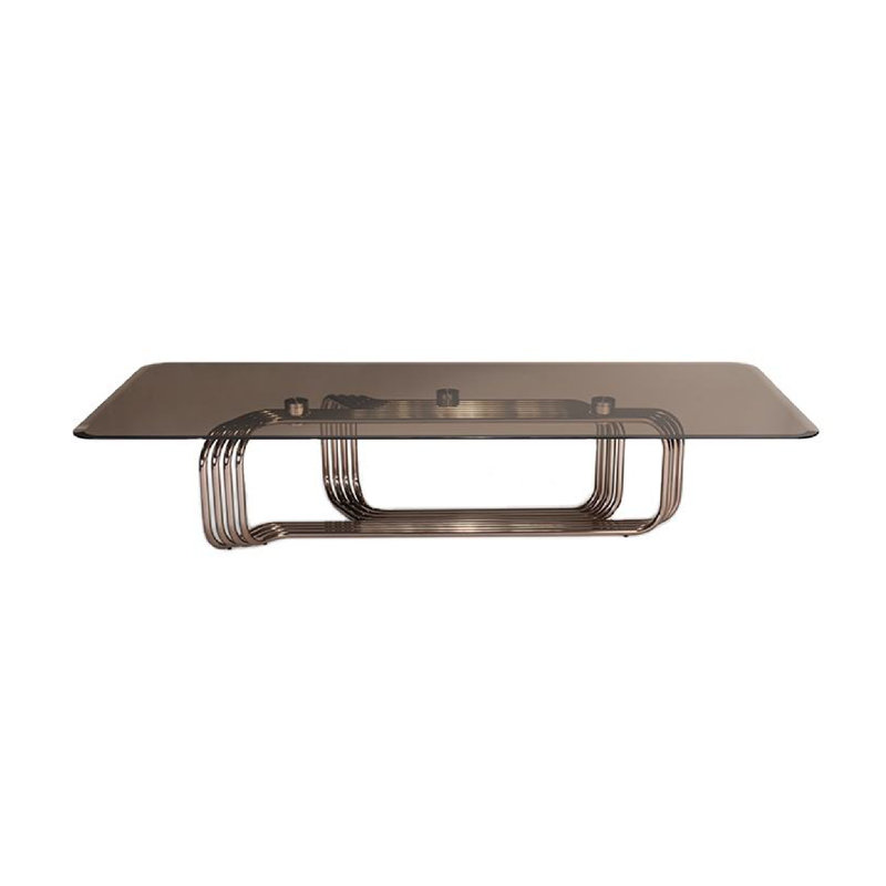 Glass Top Coffee Table, 15" H x 55" L x 27.5" W