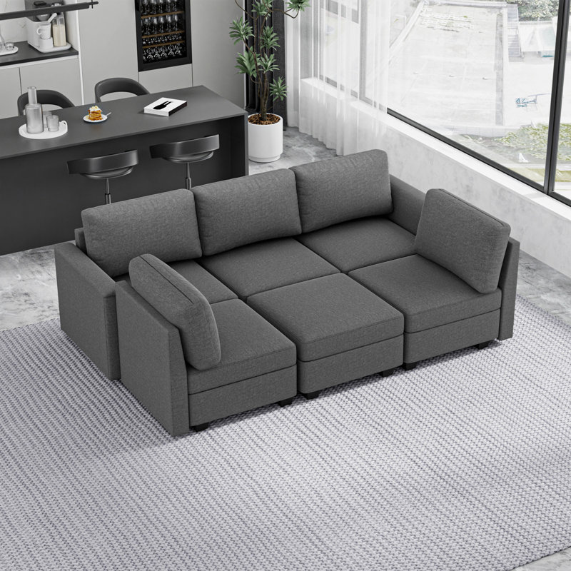 Canapé modulaire modulaire, canapé modulaire 5 places avec méridienne, canapé moderne avec coussins et rangements, canapé modulaire à assise large et profonde pour salon, appartement, studio, bureau