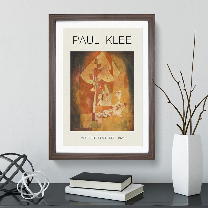 The Man Under the Pear Tree by Paul Klee - Picture Frame Painting, 36cm H x 27cm W x 2cm D, Walnut Framed