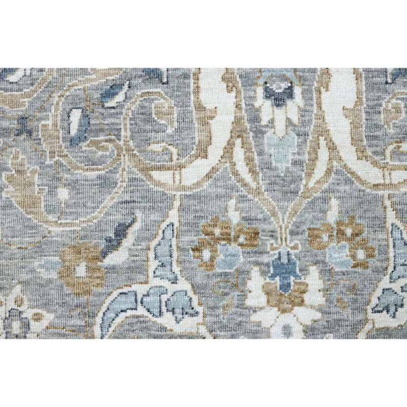 High-Quality Hand-Knotted Grey Area Rug, Rectangle 5' x 8'