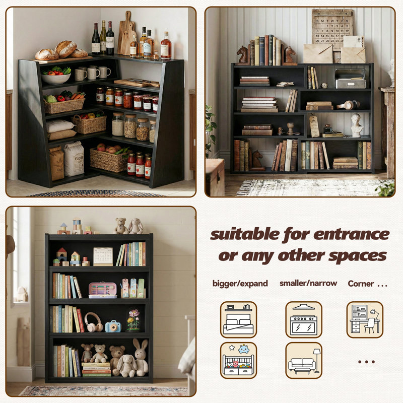 Petite bibliothèque à 5 niveaux,  (5 tablettes) H 41 po x l 45,2 po x P 11,7 po, Noir