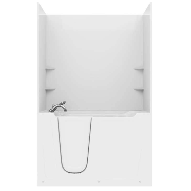 Tub'n Wall Series 36" x 60" Left Side Drain Soaker Bathtub in White with Matching Smooth Shower Wall Kit, Left