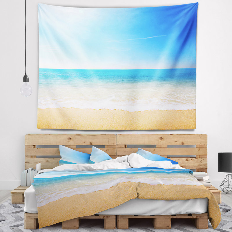 Polyester, vagues bleues de mer tropicale tapisserie avec accessoires suspendus inclus, H 32 po x l 39 po