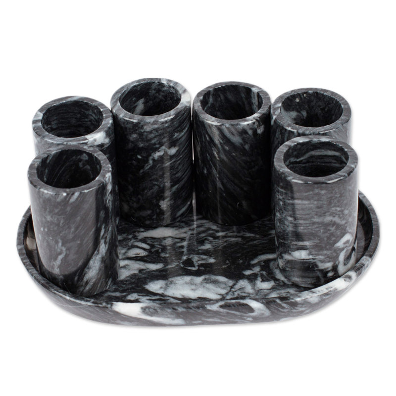Novica Handmade Night Modernity Onyx Tequila Glasses (Set Of 6)