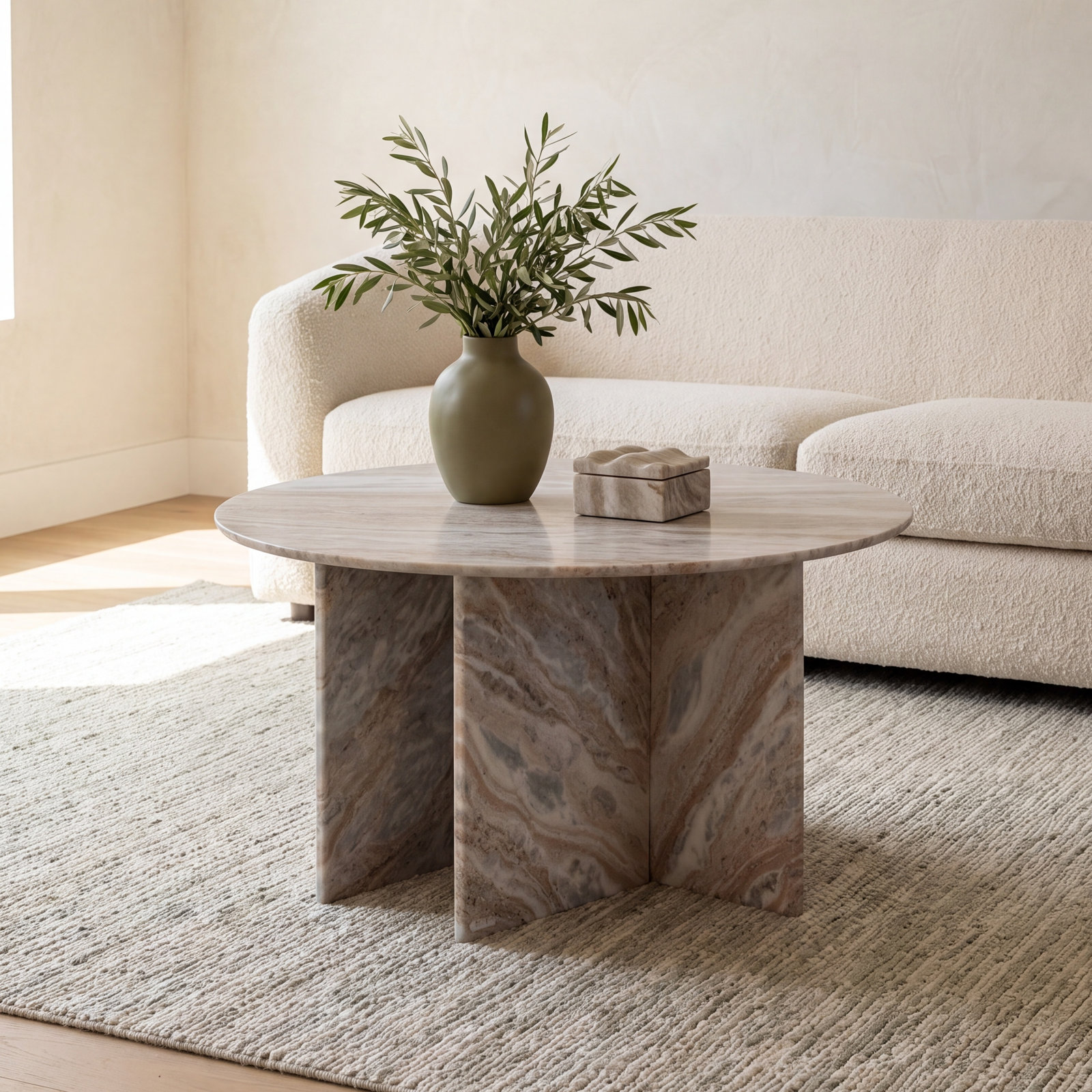 Remy Genuine Marble Coffee Table, 16" H x 30" W x 30" D