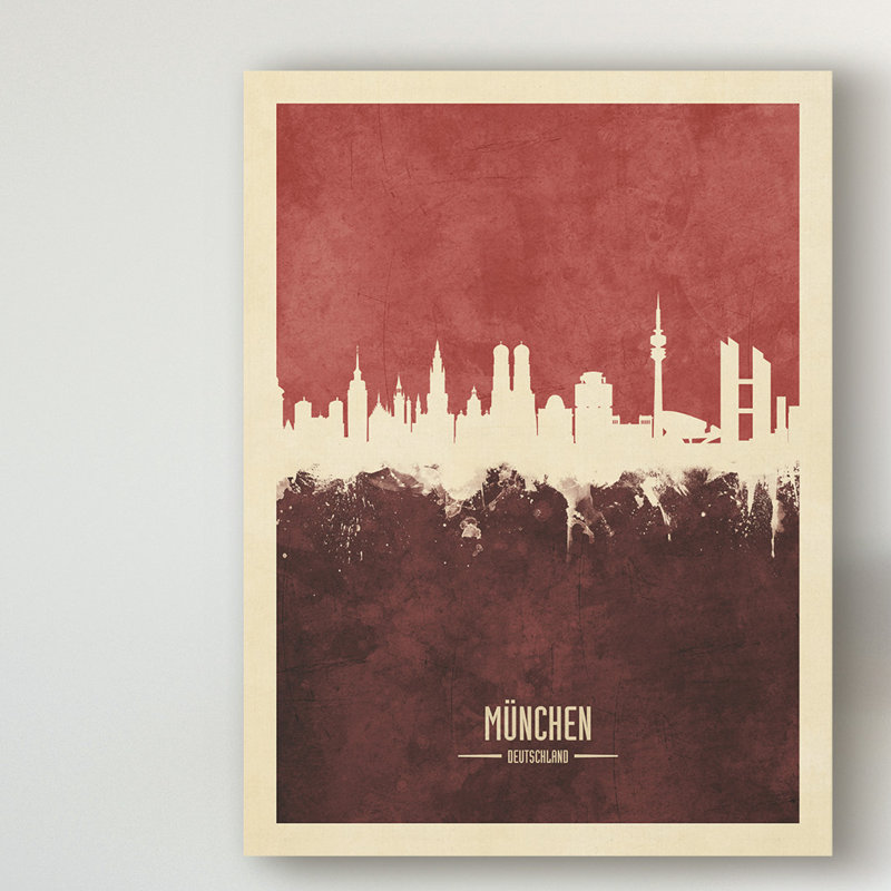 « munich germany horizon red ii », impression sur toile tendue, H 24 po x l 18 po x P 2 po