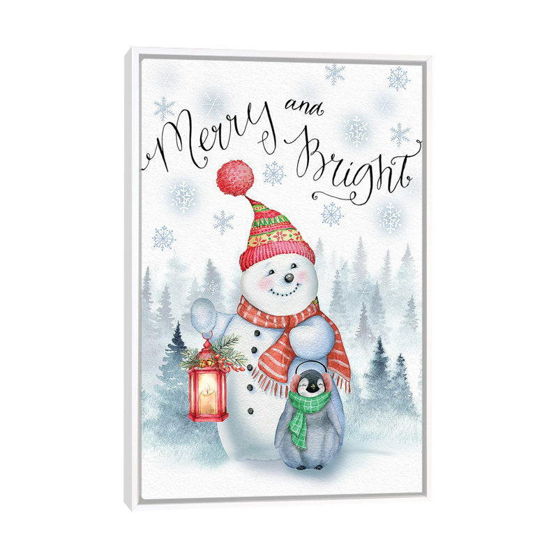 «Merry and Bright», reproduction d'art sur toile encadrée, H 26 po x l 18 po, Blanc