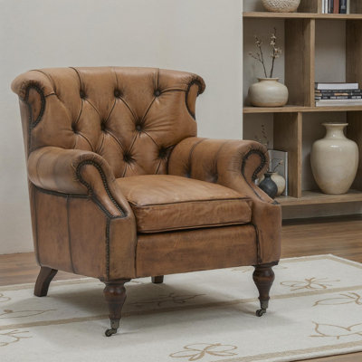 Fauteuil capitonné en cuir Somerset Chesterfield