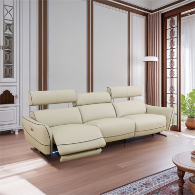 Ensemble de canapé de salon inclinable en cuir et en PVC 3 pièces Top Grain