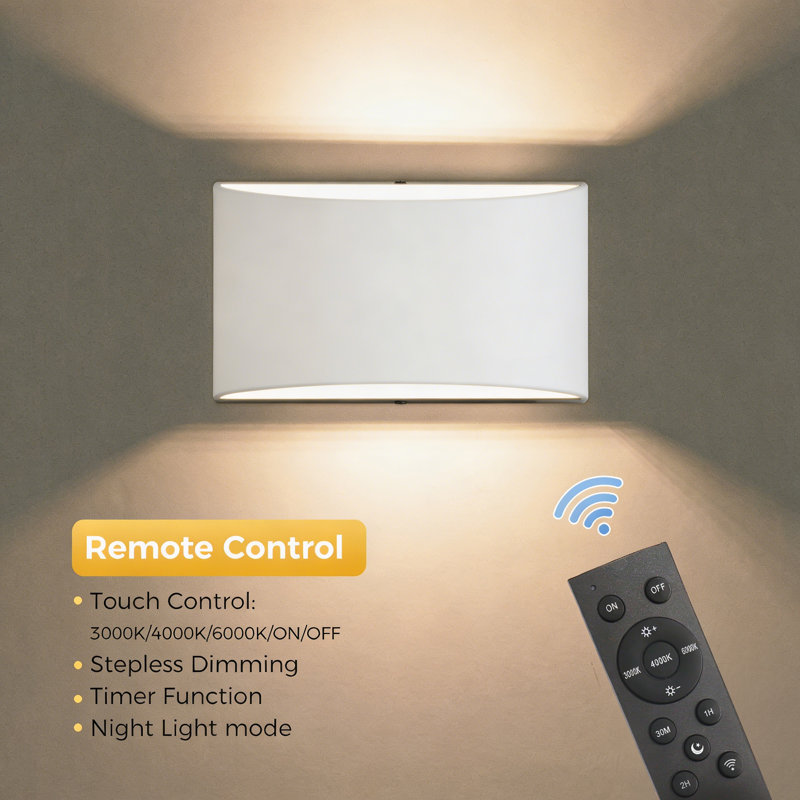  Battery Operated 6W LED Wall Sconce Flush Mount Wall Night Light Dimmable, White