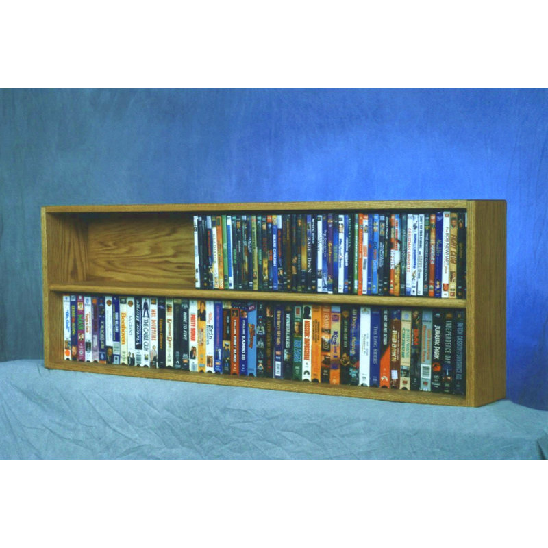 Shelf-Style Wooden CD/DVD/VHS Rack - 10 Series, Natural, 18" H x 52" W x 6.75" D