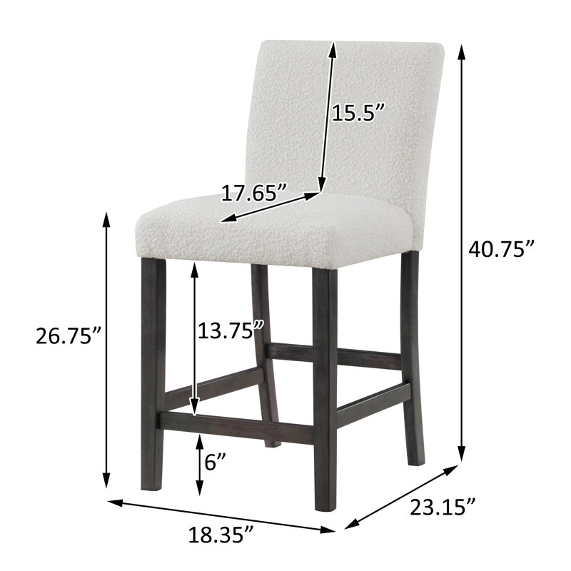 Chaise de comptoir rembourrée Boucle (ensemble de 2), Blanc