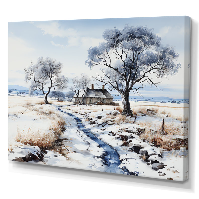 «Country Road Charm In Winter», reproduction sur toile, H 30 po x l 40 po x P 1,5 po, Toile tendue