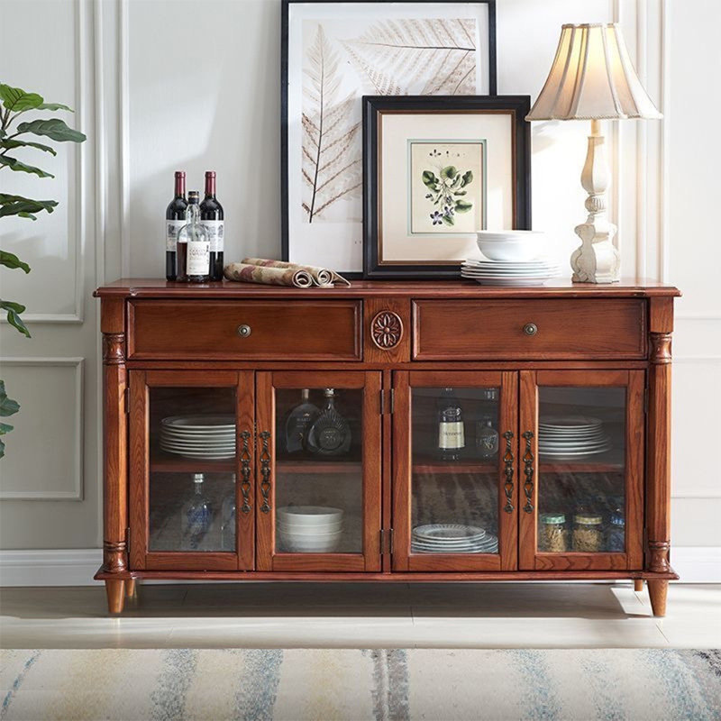 Buffet décoratif rétro et exquis en verre, H 34,25 po x l 59,06 po x P 17,32 po