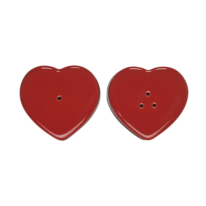 Figural Heart Salt & Pepper Shaker Set, Cerise