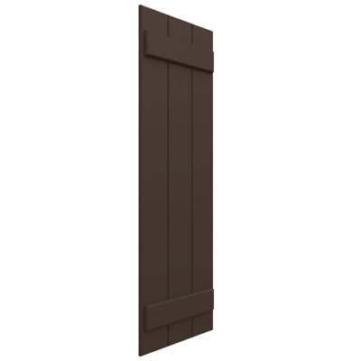 21 1/2"W x 47"H EnduraCore Composite Four Board Joined Board-n-Batten Shutters, Raisin Brown (Per Pair - Hardware Not Included)
