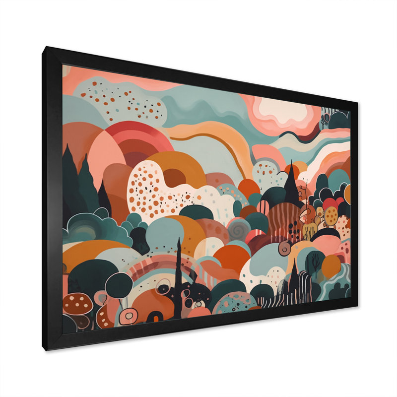 «Pink Green Minimalims Explosion I» sur toile, Cadre photo noir, H 12 po x l 20 po x P 1 po